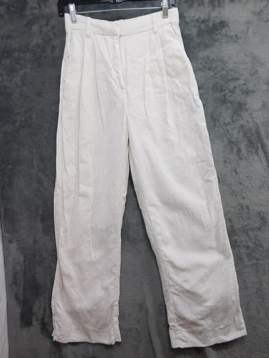 Abercrombie & Fitch Pants - Abercrombie & Fitch Pants Womens S White Linen Dress Pleated Lined Zip Pockets